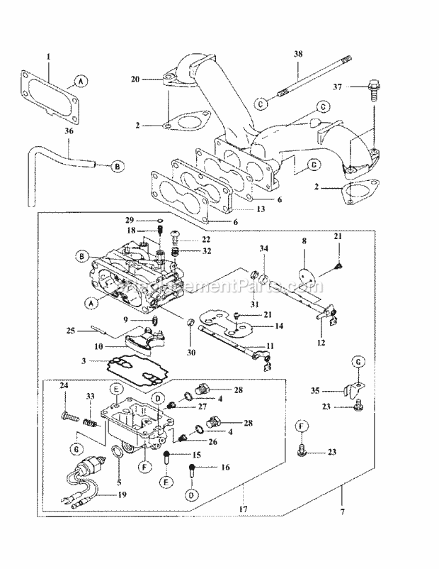 Fh721v-As15 Intake & Carburetor Diagram and Parts List for M60-KW 53AB5DCX150 Cub Cadet Sprayer